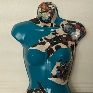 RARE 2017 ORIGINAL SIGNED PHILLIP PAYNE COMIC BOOK ART COLLAGE MANNEQUIN 16”x22”